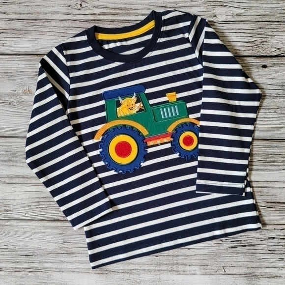 Highland Cow and Tractor Striped Long-Sleeve Top NWT - Picture 2 of 5